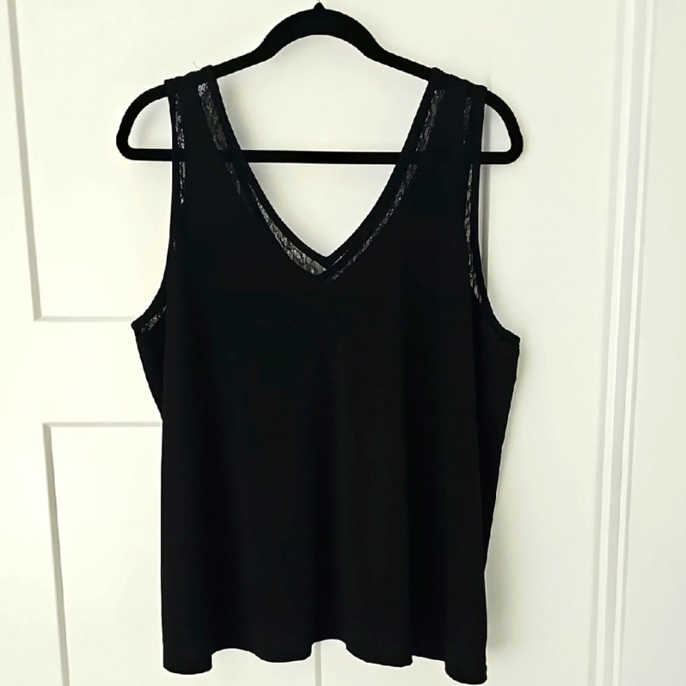 Torrid Black Lace Trim Sleeveless Top Size 2